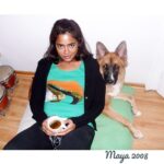 Sameera Reddy Instagram - Yesterday we lost a member of the family🥺Maya,our dog in Greece was like the first baby for my sister & her husband even before their son arrived. Maya was really so expressive, she understood us and loved us like she knew us from a past life. I remember when their son Nirvaan was born she was so attentive and protective like her baby brother had arrived. This is really an emotional post for me. Greece is my second home and she was always there welcome me with slurps and hugs . It’s heartbreaking to know she won’t be there anymore . Maya we love you and we will miss you . #throwback to us in 2008 💔🙏🏼 #rip