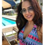 Sameera Reddy Instagram - Sunday Funday ! Just happy my swimsuit still fits me 🙃 #preggo #sundayfunday