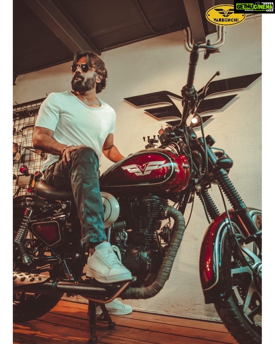 Sameera Reddy Instagram - Thank you @suniel.shetty for launching our store today ! You look incredible ! @vardenchi Lifestyle Garage Mumbai . . @vink.photography #vardenchicustoms #vardenchi #motorcycle #bikes #instamotogallery #helmet #photooftheday #bikestagram #caferacer #motorcyclelife #motorcyclesofinstagram #instamotor #motos #rider #motorbikes #rideout #wheels #bikergang #lifestylegarage #enfield #royalenfield