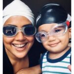Sameera Reddy Instagram - I used to take myself so seriously before and now it’s so refreshing to let loose and just be .. This for me is such an ultimate mommy moment ! monkeying around with our swim gear and looking absolutely silly! We put Hans in the pool when he was just 3 months old and he loved it . Babies are just so fearless. It’s contagious ❤️ . . . . . . . . . . . . #toddler #fun #swim #momlife #monkeyingaround #speedo #justkeepswimming #waterbabies #sameerareddy #bollywood #mom #joy #hansvarde #momsbelike #swimming #sundayfunday #Sunday #sundayselfie #myson #mylife #my #everything ❤️