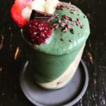 Sameera Reddy Instagram - Super Spirulina Smoothie with Avocado,Spinach & Banana! Trust me as green as it looks its crazy yum because somehow the combo with some banana and coconut milk just make this green monster so irresistible! I always prefer powdered spirulina over the capsules.. you just need to know how to combine it with flavours . To make this Super Smoothie- 1 frozen banana , 1/2 ripe avocado , a small handful of spinach, 1/4 cup mix of coconut milk and milk of choice ( I used almond), 1 tsp chia seeds, 1 tbsp hemp seed/ sunflower / pumpkin / flax seed/ moringa powder, 1 tsp Spirulina powder, maple syrup to taste. Blend and enjoy ! If you like it thinner add more coconut /milk. I’ve topped it with some cocoa nibs, fruits and some dark chocolate! 🌱#spirulina #green #healthylifestyle #healthyeating #sugarfree #healthychoices #smoothie #vegan#veganshare #mindful #body #healthy #mind #fitness #food#diet#plantbased #yummy #instafood #mumbai #india #happy #wednesday#shotoniphone
