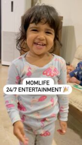 Sameera Reddy Instagram - Who is this girl😂nonstop entertainment🤦🏻‍♀️ #momlife #naughtynyra #messymama #motherhood #momentsofmine ❤️🤣