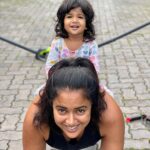 Sameera Reddy Instagram – My mama strongest💪🏼who needs weights when we have our babies to sit on us 🤣 it’s Fitness Friday and my journey continues ! Not budging form 82kg but my inches have really come down . I’m focusing a lot on my tummy which after 2 kids has become jelly central but honestly Hans  and Nyra love cuddling it 😍🙃 getting fit this time round vs all the times I have lost weight before has actually been fun , motivating and not stressful and I’m so grateful for that 🙏🏼❤️ how are you peeps doing ? Status please 📝 #fitness #fitnessfriday #letsdothis 🏃🏻‍♀️