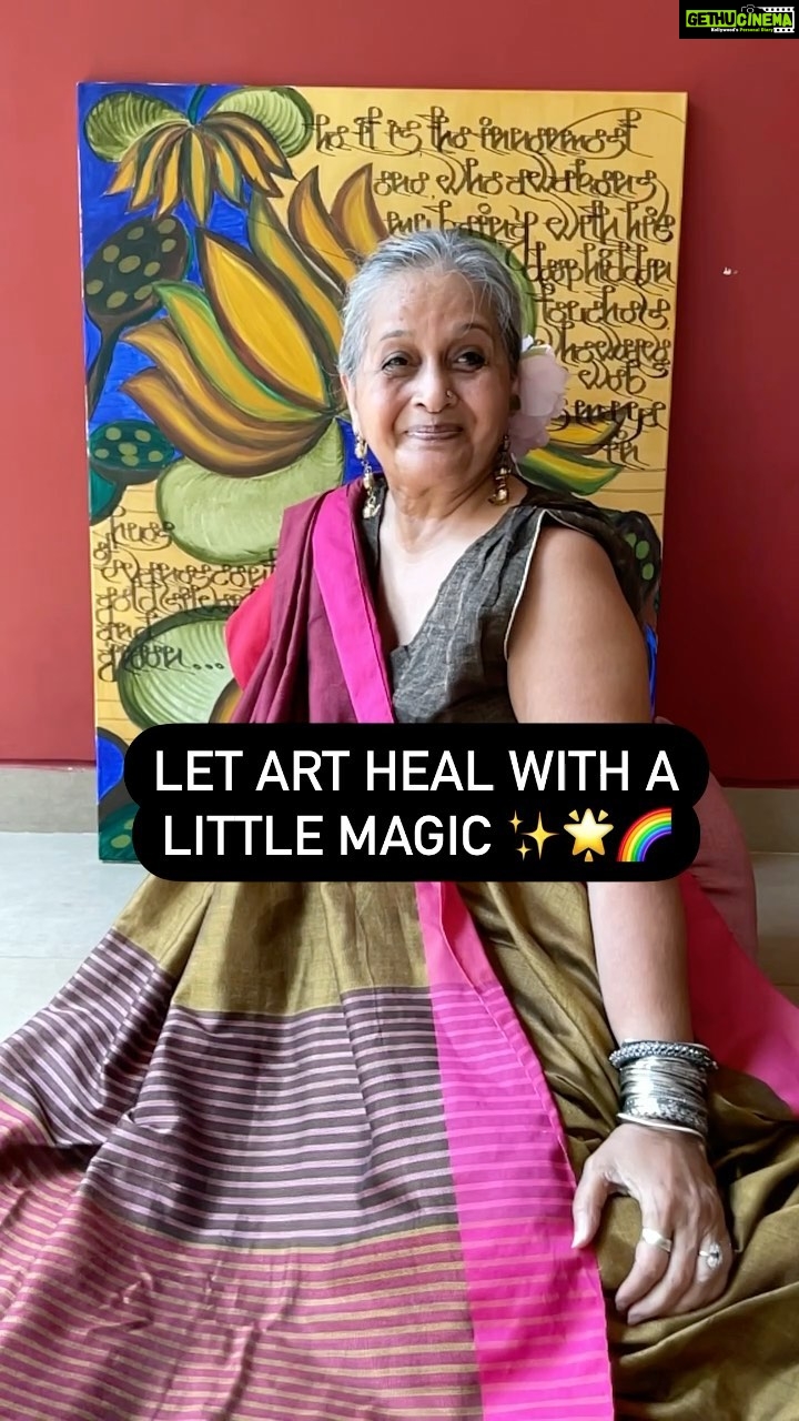 Sameera Reddy Instagram - The Golden Lotus speaks of hope & Strength β¨ We are auctioning this beautiful artwork of @manjrivarde and donating 100% of the proceeds to Covid relief β
covid.giveindia.org ππΌππ» . This canvas came to life when she was isolated due to all of us being positive and quarantined. βHe it is , the innermost oneβ these lines of Tagore bring the bardβs divinity to this work of art. It is acrylics and ink on canvas . 30 inches *40 inches πΌ bids start at 99,000/- and she hopes l to raise as much as can . Thank you for always supporting us. She calls onto your generosity ππΌ @give_india . . If you are interested please mention in the comments and Dm me also so I donβt miss it β
thank you ππΌ
