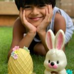 Sameera Reddy Instagram - Happy Easter 🐣 Sunday morning Easter Egg Hunt in the garden 🪴 and look what we found 🤩❤️ #messymama #naughtynyra #happyhans #momlife #fun #kids #sundayfunday ❤️