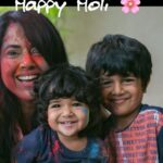 Sameera Reddy Instagram - I will do anything to make my kids feel connected to all festivals, culture and of course for them to just have fun! 😃I was never someone who enjoyed Holi but now thanks to them it’s become a celebration to look forward to 🌸! Wishing all you lovely people a Joyous & Happy Holi 🌟❤️