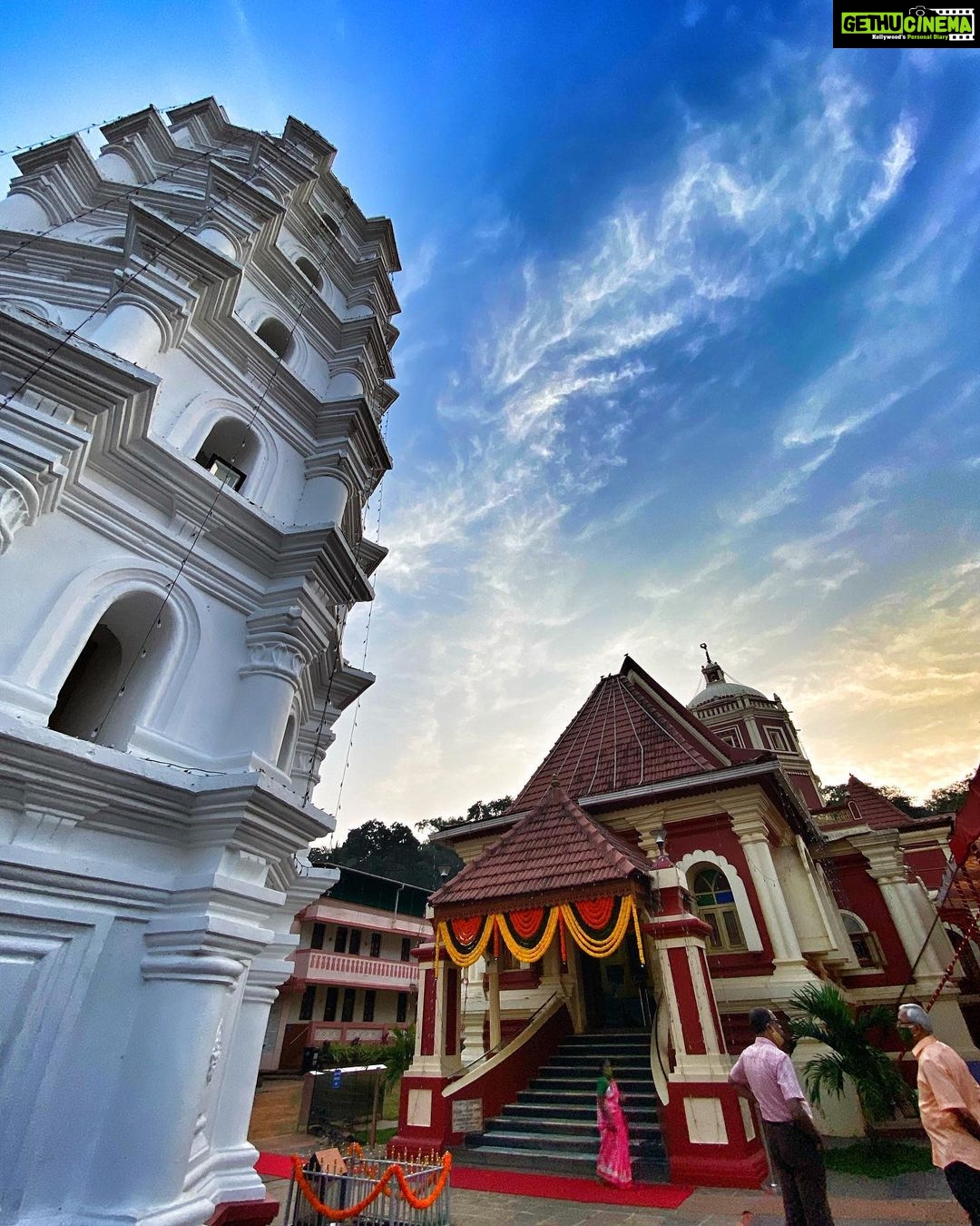 Sameera Reddy Instagram - Seeking blessings on this auspicious day of Basant Panchami at Shri Shantadurga Temple in Ponda, Goa. This pandemic brought big changes and shifting home to Goa was a new start for us đđź The festivities at the temple begin today and the preparations are in full glory! đş Goa has some beautiful places of worship and this temple is a must visit . #messymama @mr.vardenchi @manjrivarde #naughtynyra #happyhans #sassysaasu #newbeginnings â¨đđź . #fyi Shri Shantadurga Temple is situated at the foothill of Kavalem village in Ponda Taluka, Goa. A small laterite mud shrine was built and the deity was installed here. The mud-shrine was converted into a beautiful temple whose foundation stone was laid in 1730 and the temple was completed in 1738 and renovated in 1966 The temple is dedicated to Shantadurga, the goddess who mediates between Vishnu and Shiva. The deity is also called 'Santeri' colloquially. Local legends tell of a battle between Shiva and Vishnu. The battle was so fierce that the god Brahma prayed to Goddess Parvati to intervene, which she did in the form of Shantadurga. Shantadurga placed Vishnu on her right hand and Shiva on her left hand and settled the fight. ⨠Shree Shantadurga Saunsthan, Kavale, Ponda, Goa