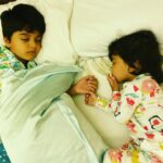 Sameera Reddy Instagram - I wanna hold your hand❤️I promise to always love, protect and be there for you .. even when you are fast asleep 💤 #brotherandsister #forever #mybabies 🥺 #messymama #momlife #momentsofmine ❤️