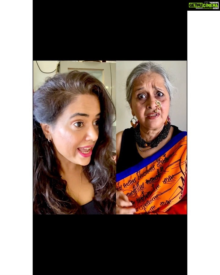 Sameera Reddy Instagram - Sassy Saasu Bai In Da house peeps! Sneak peek of our next Bhajiya adventure🧅! Video coming soon ! #messymama #sassysaasu #saasbahu #madness #sneakpeek @manjrivarde ❤️😃😎