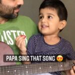 Sameera Reddy Instagram - Wonder ‘BALL’ by Hansie & his papa😍 #throwbackthursday to my #momlife heart melting moments ❤️Mr @vardenchi #happyhans #motherhood #fatherandson #guitar #throwback #messymama#momentslikethese 🎵 Wonderwall @oasis 🎶