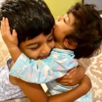Sameera Reddy Instagram – A hug is a sweet balm that can melt your troubles away! We need it more than we know it 😍 #happyhans #naughtynyra #brotherandsister #moments #messymama #momlife #motherhood #loveisallweneed ❤️