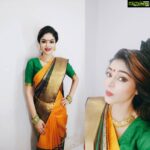 Sanam Shetty Instagram - Look number two. Traditional Yellow with emerald green💚💛 #manjacolorjingchak😁😁 #silksarees #adshoot🎥 Follow me for more @sanam_setty ❤