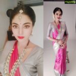 Sanam Shetty Instagram - Look number one. Grey.. rare for pattu. Do u like it? 😊💁 #silksarees #greypink #pattu