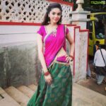 Sanam Shetty Instagram - Goodnight peeps💗💚 mwah😘 #atharvafilmstill #kovilpic #halfsareeluv