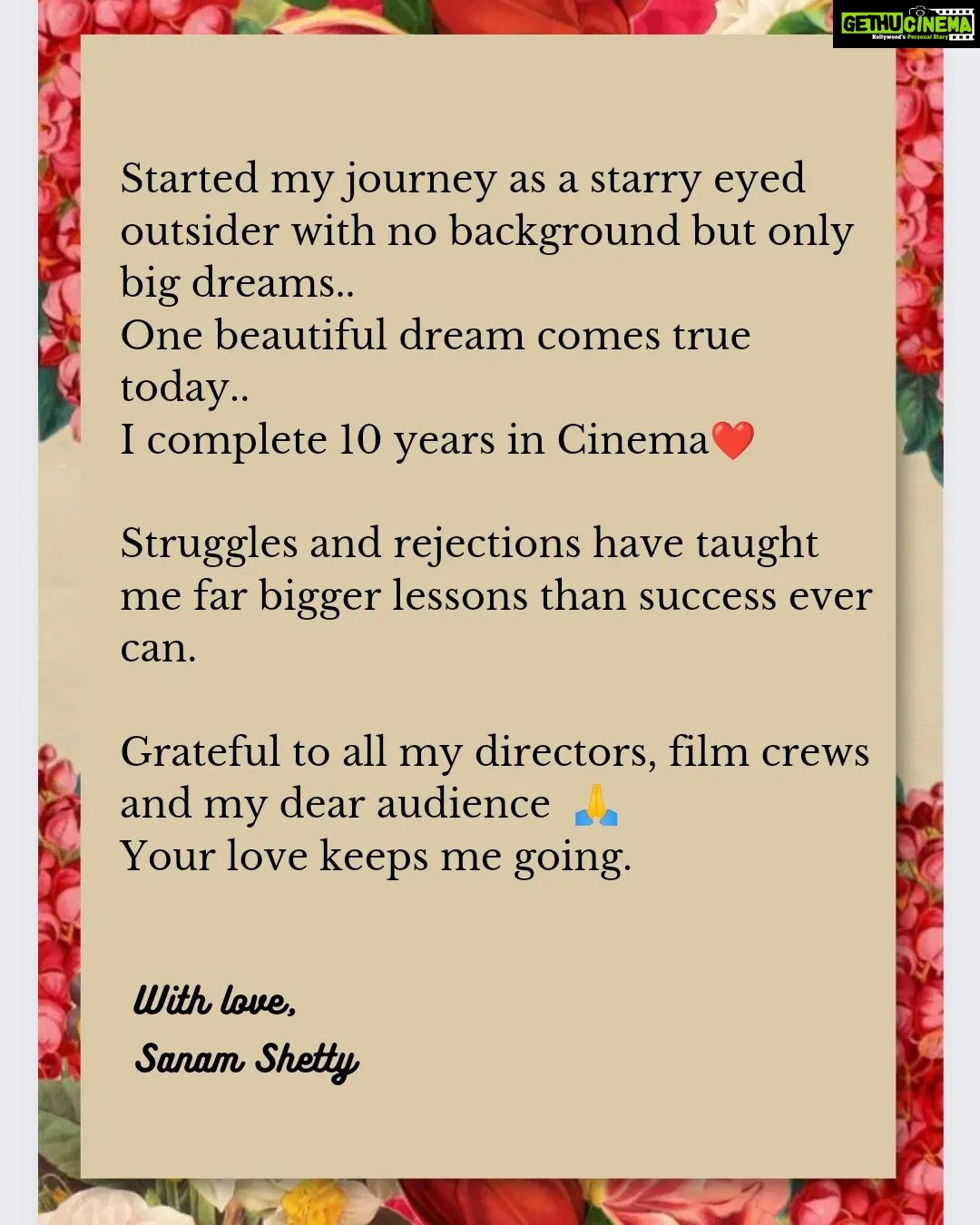 Sanam Shetty Instagram - 10 Years in Cinema ❤️ Huge thanks to all the film teams I have worked with, directors, producers, co actors, technicians, assistants and mainly the audience who have accepted me. Each of you have made this journey memorable. Unga anbukku nandri 🙏 #nadigaiyinpayanam #journeycontinues #blessedsouthindianactress