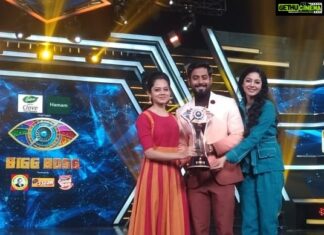 Sanam Shetty Instagram - His win is the victory of Truth, Justice and Perseverance! The name is Aari Arjunan @aariarujunanactor 👏👏 It's a win for all of us Aari brother. Stay blessed. Very Proud of you 🎊🎊 @official_anithasampath 🤗 Thanks to @vijaytelevision @endemolshineind for choosing the real life hero as the BIGG BOSS S4 winner ❤️❤️❤️❤️ #biggbosstamil4 #peopleswinner #aariarjunan