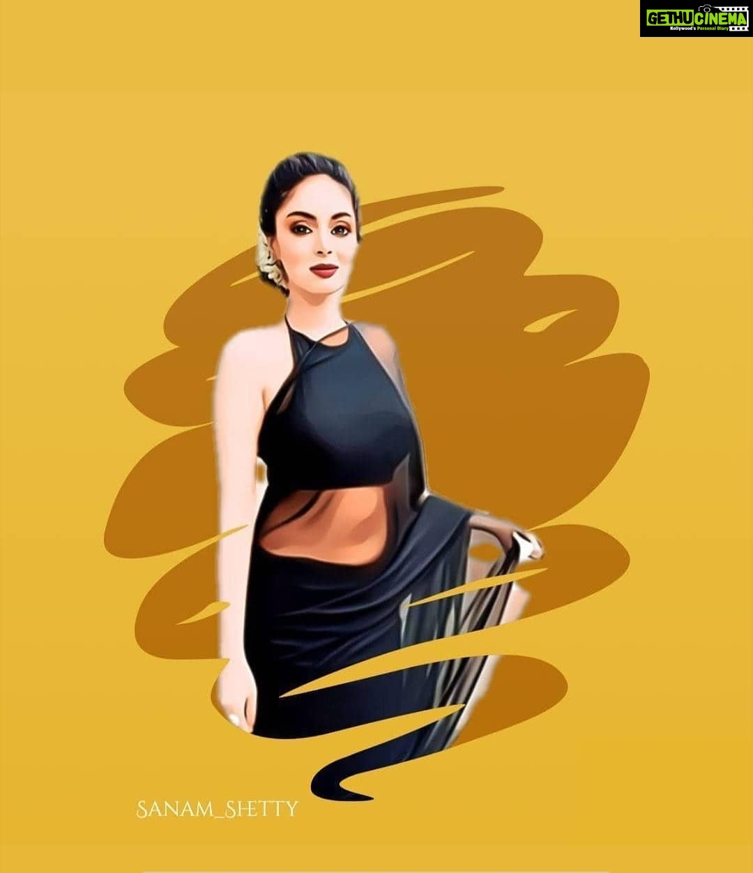 Sanam Shetty Instagram - Thanks for this bright edit @actress_memes_2.0 🤗🖤 . Styling @amsuresh66 Muh @promakeup_bridal_studio . #goodmorning🌞 #edits #actressgallery