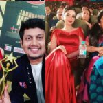 Sanam Shetty Instagram - Honoured to present at the Edison Film Awards ✨✨ With dear friend @balaji_2888 and @anithaalex007 mam🤗🤗 Dress by @diadembridal @diadembridalchennai #edisonawards Kalaivanar Arangan