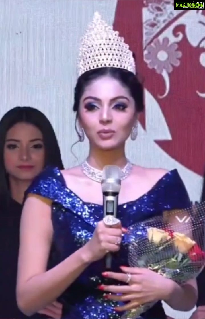 Sanam Shetty Instagram - Privileged...Humbled..Motivated !! ❤️❤️ Huge thanks to the organizers of Miss South India, @joe_razzmatazz and Ajith Ravi sir for this special honour 🤗🙏 Royal Blue Couture gown by @diadembridal thank you @Shiny Cinderella mam🤗❤️ Jewellery by @fineshinejewels Thank you Anil Kothari 🤗 #misssouthindia #acceptancespeech #gratefulheart #gloriousendofyear