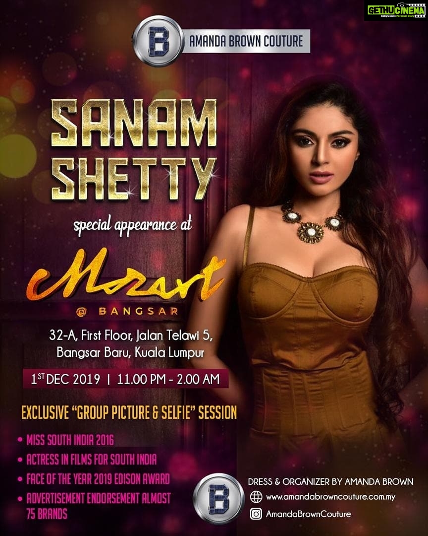 Sanam Shetty Instagram - All my dear Malaysian friends🙋 See u all at Mozart on the 1st of Dec 🤗🎊 Thank u @ajjjoveih sir and dear @amandabrowncouture 🤗👍 #malaysiacalling🇲🇾 #lookingforward #goodnightpost