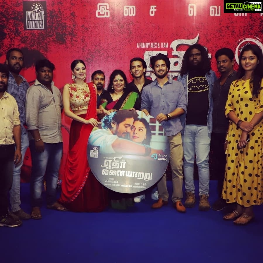Sanam Shetty Instagram - Happy to announce the audio launch of my latest film Ethirvinayatre today. ππ Congratulations to @dr_alex_film (Main lead, Director, Producer) @anithaalex007 (Producer and backbone of the teamβ€) and wholehearted thanks for giving me the opportunity to work with ur wonderful team π€π Best wishes to Ilamai sir (Direction) , Manoj Narayanan sir (DOP), Vedanth, Sheriff (Music), RKSuresh sir (main cast) and all the cast and crew who made this a memorable journey for me π€β€ Thank u @studio149 Swati and Vaishali for the gorgeous outfit β€ Jewellery by @chennai_jazz MUH Uma @makeupartist_yakshi #Ethirvinayatre #audiolaunch