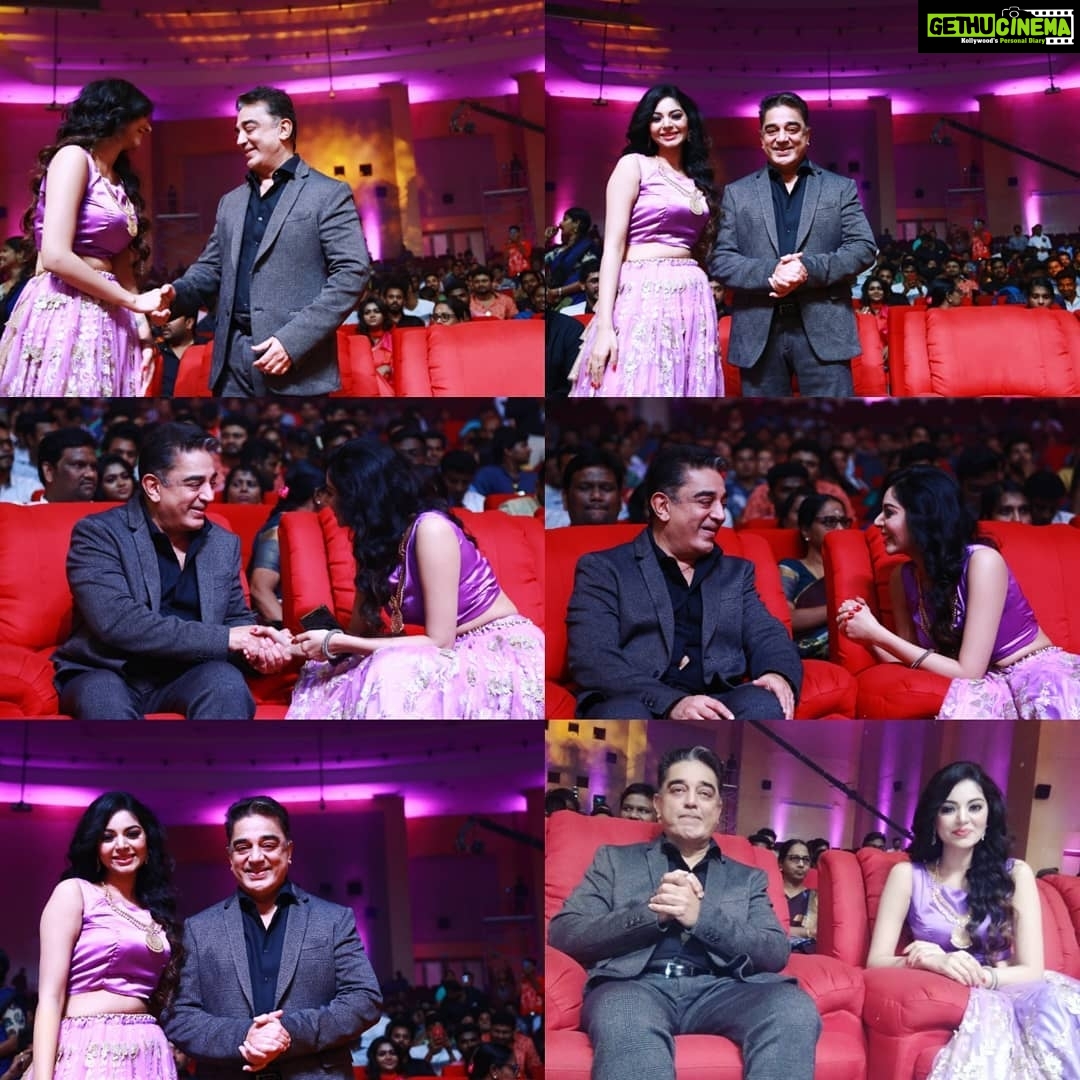 Sanam Shetty Instagram - These will be my most treasured moments foreverš¤ā¤ The Ulaganayagan - the once in a lifetime phenomenon! He was so unbelivably warm and sweet..asked me about my surgery, about my work, v discussed about his recent films..!! Im still reeling š²š¤ Dont miss his speech folks. @kamalhassan_fc @ikamalhaasan #galattanakshatraawards #thekamalhassan #bigboss3tamil