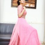 Sanam Shetty Instagram - Look of the day!❤ Wearing a pale pink Indo Western gown with gold bodice from Kalaniketan. MUH by Uma @makeupartist_yakshi Clicks by Gany Krish @vivid_impressions__ #pinklove #kalaniketan #indowesternwear Chettinad Academy of Research and Education