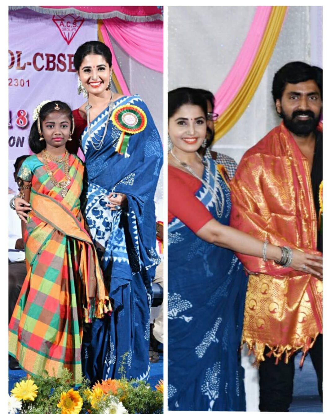 Sandra Amy Instagram - @kannamal school vellore... I was so happy tht i found one talented dancer thr pavitra😍😍😍,and thnk u fr all d vellore ppl who voted fr us whn we asked to vote fr us.. So mch f love Saree @naasfashionwear Jewellery @zeybaah