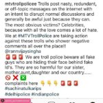 Sandra Amy Instagram - Ths s #MTVTROLLPOLICE# d shw by #MTV#,ths s fr al d celebrities hre, if anyne haras,abuse,troll,u ppl thru msgs r comments u cn complaint hre,eithr if it s fake id r it s a knwn id thy l handle it n a dif way thth thy nve frgt😹thse ppl who abuse othr r threat fr d society thy r criminals under fake ids nd fake faces.. Strt rght hre 😈😈