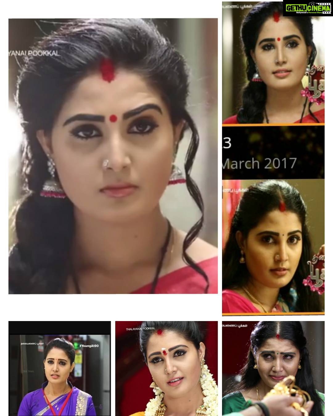 Sandra Amy Instagram - One seri and four transformations.. #thalayanaipookal# kalpana# #zeetamil#😇