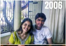 Sandra Amy Instagram - And its gng onnnnnnn lke a fairy tale......🥳🥳🥳🥰💃🕺👯👭 13th wedding anniversary @prajinpadmanabhan #first pic we tuk togethr on 2006 #blessed girl#