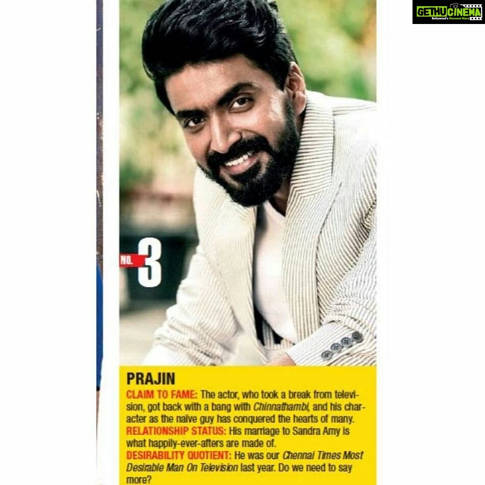 Sandra Amy Instagram - #Timesofindia# most desirable man on television 2018 list 😍😍😍😍 #3# position grabbed by @prajinpadmanabhan 😍😍😍😍💃💃💃💃💃
