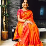 Sandra Amy Instagram - Beautiful saree @nissi_crafters ...i loved the colour combination😍😍😍😍
