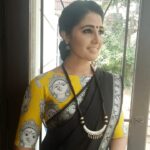 Sandra Amy Instagram - My fav saree, prushan selection @prajinpadmanabhan 😘😍😍🙈 Neckpeice @house_of_silkcottaa Kalamkari earring @suhanafashionhouse