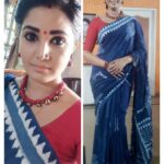 Sandra Amy Instagram - Wrk tym😍 Saree @naasfashionwear Statement gunghroo neckwear @laclassebysri Kalamkari earring and bangle @skriti_boutique