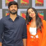 Sanjjanaa Instagram - It was a delight yesterday to witness the launch of , #Aivar my official tamil debut project trailer and my first stepping stone into the tamil film industry / tamil web series on the @sonylivindia application exclusively at #tajcoramandel , it was lovely to be accompanied by my mentor @ckkumaravel sir , @sameerbharatram , & the entire team of #Aivar , my cast #ashwinkakamanu with my directors #harsha ji & #vijay ji Of #brahhmacinecreations & my buddy @preetisingla ❤️❤️ bless us while the season one is getting ready to release in August and we are sure to shoot and rock it with the forthcoming season two as well in 2020 ! Yay ! Please watch the promo which is in set in my pictures . Hair & make up by naturalssalon / @page3annanagar . Thank you @ckkumaravel sir your team always makes me look so lovely 💝