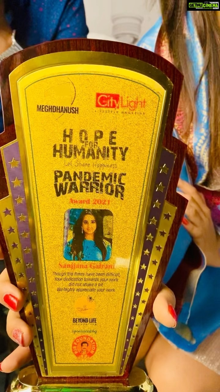 Sanjjanaa Instagram - Thanking @beyondlifefoundat #beyondlifefoundation to recognise me as a “Asha worker” with awarding me for my Social work as a “ #PandemicWarrior “ , The journey of helping people in “ Need “ has just begun …. Miles to go before I sleep … just Pray that I stay strong Now & Always come what may 🙏🙏 You might belong to any foundation small , very small in scale , big , or a very big foundation …. there is no competition in doing good work & serving the Mankind , and people who look & Judge this in a competitor vision are not Enlightened … 🙏🙏 Stay blessed , Be optimistic #SanjjanaaGalrani . #sgf #SanjjanaaGalraniFoundation #sanjjanaafoundation #nonprofitorganization #ngo #banglorecity #kannadaactresses #teluguactress #charityforlife.