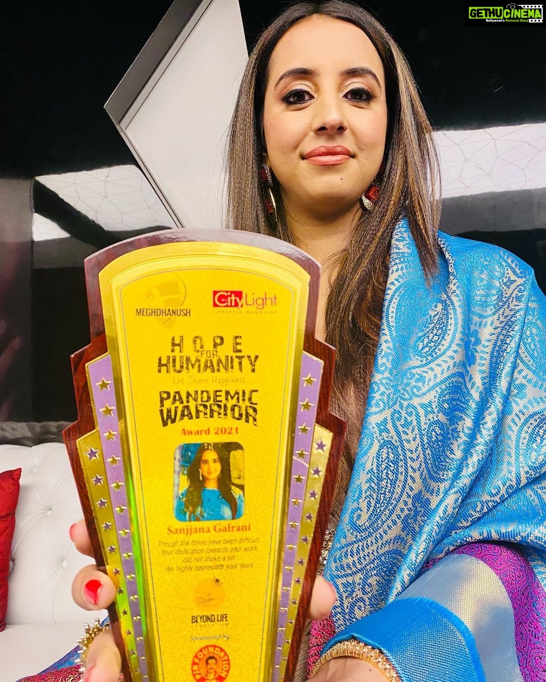 Sanjjanaa Instagram - #Beyondlifefoundation , the founder , Senior Journolist Mr. Erigi Narsing Rao @enr ji of @beyondlifefoundat honours all the #pandemicwarriors they also called me a “ Ashaworker” who actively served humanity in the Pandemic … The journey of helping people in “ Need “ has just begun …. Miles to go before I sleep … just Pray that I stay strong 🙏🙏🙏🙏 Follow Sanjjanaa Galrani Foundation on Insta @sanjjanaafoundation , also vist our website & join us as a volunteer @itsvjrocky wonderful to have met you keep up the good work . In a detailed discussion with My Guru Naveen ji from Isckon … He mentioned to me … that Human go through various pains in life time & that is “Jeevana” / “ Life “ … He told me you asked the almighty for Fame & Sucesss as a Celeb … being Famous is a two sided sword in itself … Sweet & the other side is Shrewdly Sharp …. you will be given fame in all ways Positive & in Kalayuga More in “ Negative “ ways … this is the “ Jeevana “ … However leaving the Bitter Sad stories behind in my life … I’m No Tragic attention sympathy seeker , I will stand for the people in “ Need “ from the underprivileged community , come what May … coz they are the most helpless with having challenges like being ill & neglected senior citizen , challenges like battling daily basic hunger …. & I need nothing in return apart from Good karma from the almighty … My journey as a actress working with Super Stars did not give me as much satisfaction as much as working for the “Needy “ gave me The “ Aathma samadhaan “ through #SanjjanaaGalraniFoundation … Of course I will continue to work in films as I have personal bills to pay … But frankly “Sanjjanaa Galrani Foundation” & helping people Is my first priority above any one or any thing in my life … You might belong to any foundation small , very small in scale , big , or a very big foundation …. there is no competition in doing good work & serving the Mankind , and people who look & Judge this in a competitor vision are not Enlightened … 🙏🙏 India