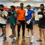 Santhosh Prathap Instagram - Team #arya30 #champs #boxingtraining #prep #sarpetta #themovie