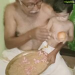 Saranya Mohan Instagram - Vidyarambham of Paddu by his grand father Prof Krishna Pillai :) #vidyarambham