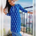 Sarayu Mohan Instagram - Gudmrng insta fam💙 Thank u @naksha._.online for this beautiful cotton kurtha.... Such a comfortable one✌️ Click @samil.mohd
