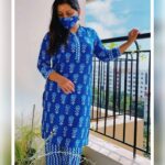 Sarayu Mohan Instagram - Gudmrng insta fam💙 Thank u @naksha._.online for this beautiful cotton kurtha.... Such a comfortable one✌️ Click @samil.mohd