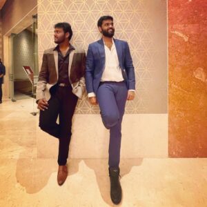 Shanmuga Pandian Instagram - We got the best genes of our parents 😉 BRO 👊🏻 #CAPTAIN
.
.
.
#brother#bro#brothers#bromance#suited#candid#posed#picture#kollywood#cinema#vijayaprabhakaran#shanmugapandian