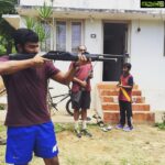 Shanthanu Bhagyaraj Instagram – Air rifle shoutout 😋😋 don’t ask me what I’m shootin at