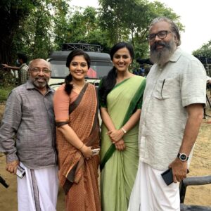 Shraddha Srinath Instagram - I am very awkward when it comes to taking photos with my co actors during shoot. It starts with greetings. You break ice, there's small talk, then you're laughing with others at your miserable language skills, learning dialogues feverishly. Then you start seeing these faces regularly, they become familiar, you learn more about each other, the awkwardness dissipates slowly (you're STILL learning your dialogues feverishly). Then there's inside jokes. I love that journey. There are some busy days in between where you barely get to chat. And before you know it, it's your last day and you realise you won't be seeing these faces again, for a long time to come anyway and that you haven't taken any photos (and your parents are asking - "where is your photo with Mohanlal sir??!!"). They need proof. Haha. So here's a photo dump from my last day of shoot on the sets of Aarattu, with the legendary Mohanlal sir, nandu sir, siddique sir, Rachna, Unnikrishnan sir, all with beautiful Palakkad in the backdrop. And some sunset photos. Muft muft muft. 

Mentioning my team here, my greatest support system:
Make up @kohl.play 
Hair @kammarishivarajchary 
Assisted by @shivu.bm.549 
Managed by @vidhyaabreddy @kettlesstudios