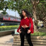 Shriya Sharma Instagram - Red can always lift your spirits up! Top from @anushacollectionss Black Jeans from @coimbatorefashions #ShriyaSharma 🥰🥰
