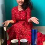 Shriya Sharma Instagram – Happy Valentines Day to all my lovely Insta Family! ❤️❤️

Celebrating this love filled occasion with these lovely goodies from @pragnagifts ! Swipe left to see the lovely magic mugs! Loving these flasks!

Wearing this pretty outfit from @womens_shoppingworld ❤️