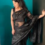 Shriya Sharma Instagram - A plain black saree is just perfect 🖤 @classic_collections_for_you love this 🖤🖤 #shriyasharma