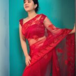 Shriya Sharma Instagram - Loving this Red Saree from @unique_collections_by_sv ❤️ #ShriyaSharma