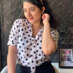 Shriya Sharma Instagram - Feeling like 90’s 👸 wearing @blossom_boutique_bb’s polka dot Shirt and Black Slick Skirt! #ShriyaSharma